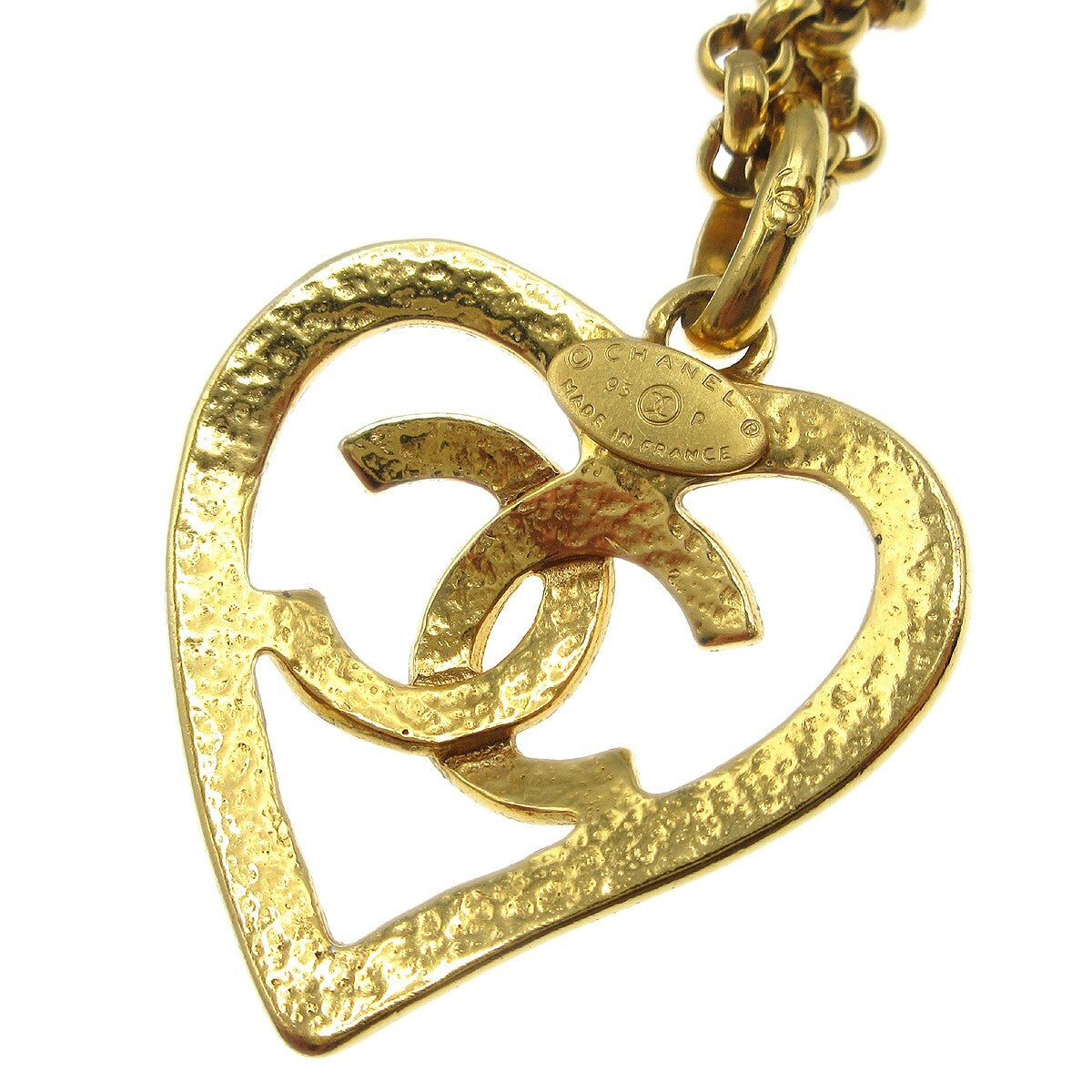 Chanel CC Heart Pendant Metal, Gold, Gold Plated, Necklace