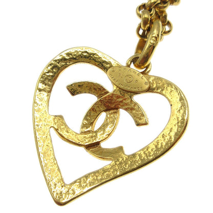Chanel CC Heart Pendant Metal, Gold, Gold Plated, Necklace