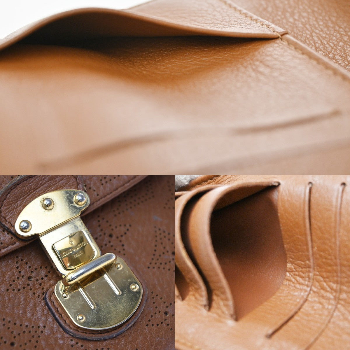 Louis Vuitton Amelia Mahina Leather, Brown, Leather, Wallet