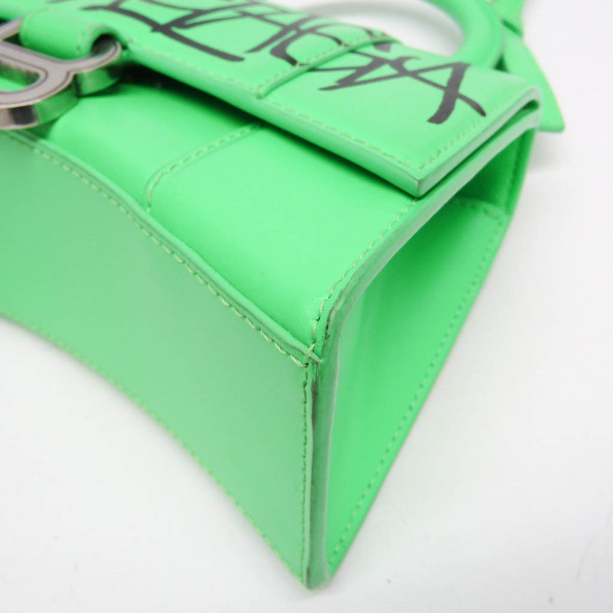Balenciaga Graffiti Hourglass Top Handle Leather, Green, Leather, Handbag