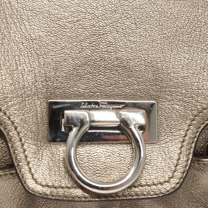 Salvatore Ferragamo Sofia Satchel Leather, Gold, Leather, Shoulder Bag