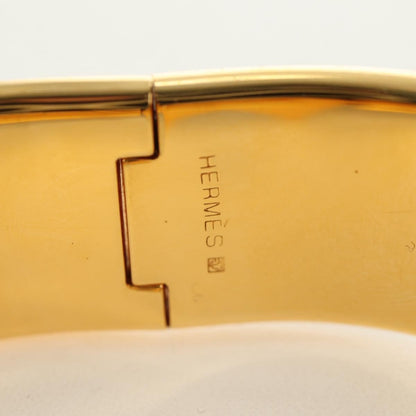 Hermes Loquet Bangle Metal and Printed Enamel, Gold, Metal, Bracelet