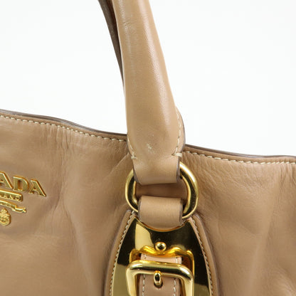 Prada Convertible Shopper Soft Calf, Brown, Leather, Tote Bag