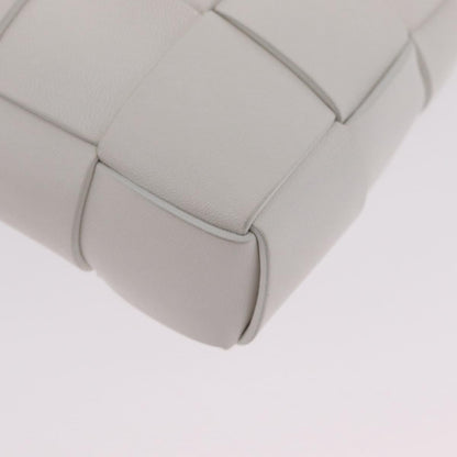 Bottega Veneta The Snap Clutch Maxi Intrecciato Leather with Wood and Metal, White, Leather, Clutch