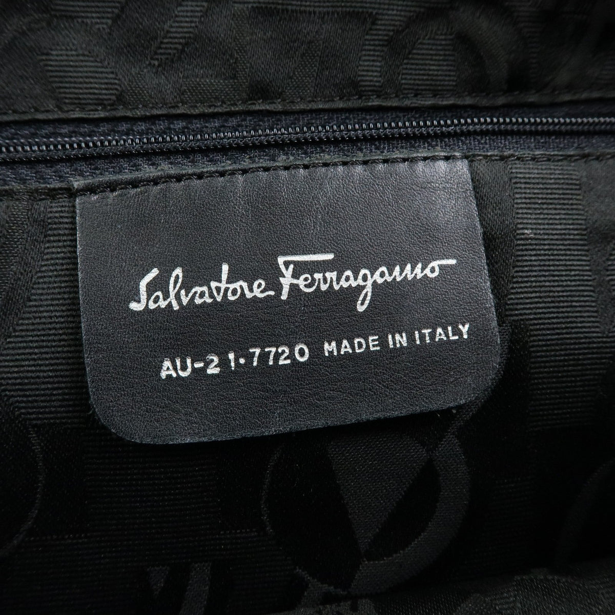Salvatore Ferragamo Vara Leather, Black, Canvas, Tote Bag