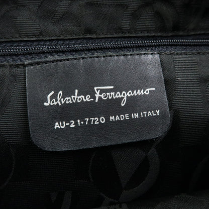 Salvatore Ferragamo Vara Leather, Black, Canvas, Tote Bag