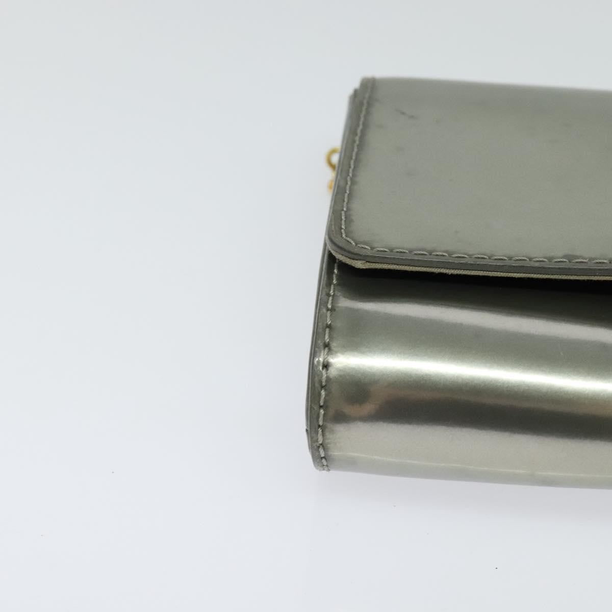 Louis Vuitton Chain Louise Clutch Patent, Silver, Patent Leather, Clutch