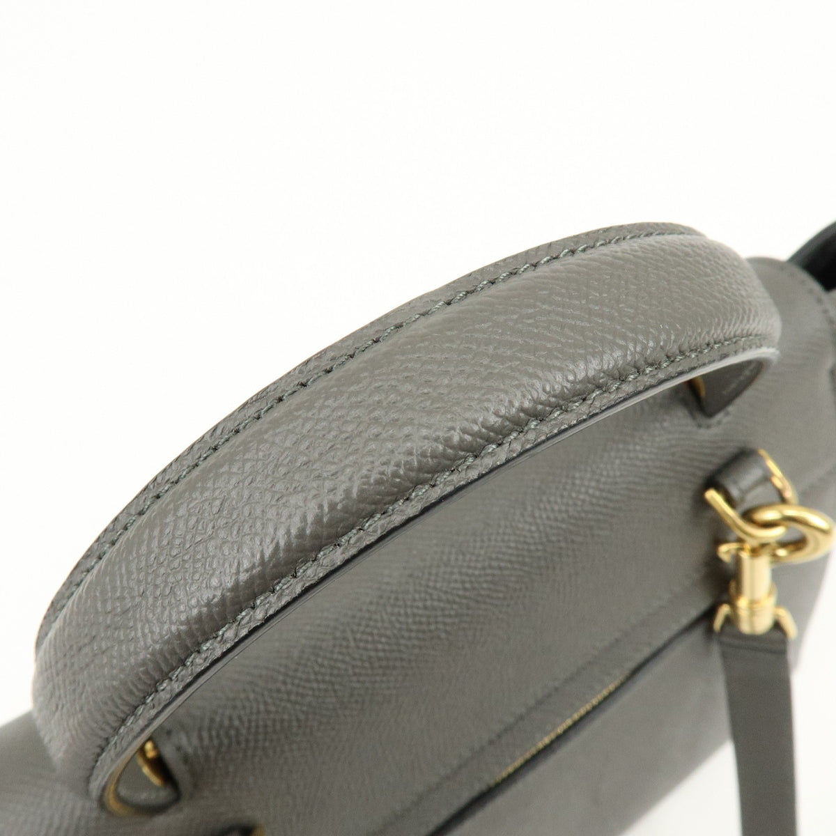 Celine Belt Textured Leather, Gray, Leather, Handbag