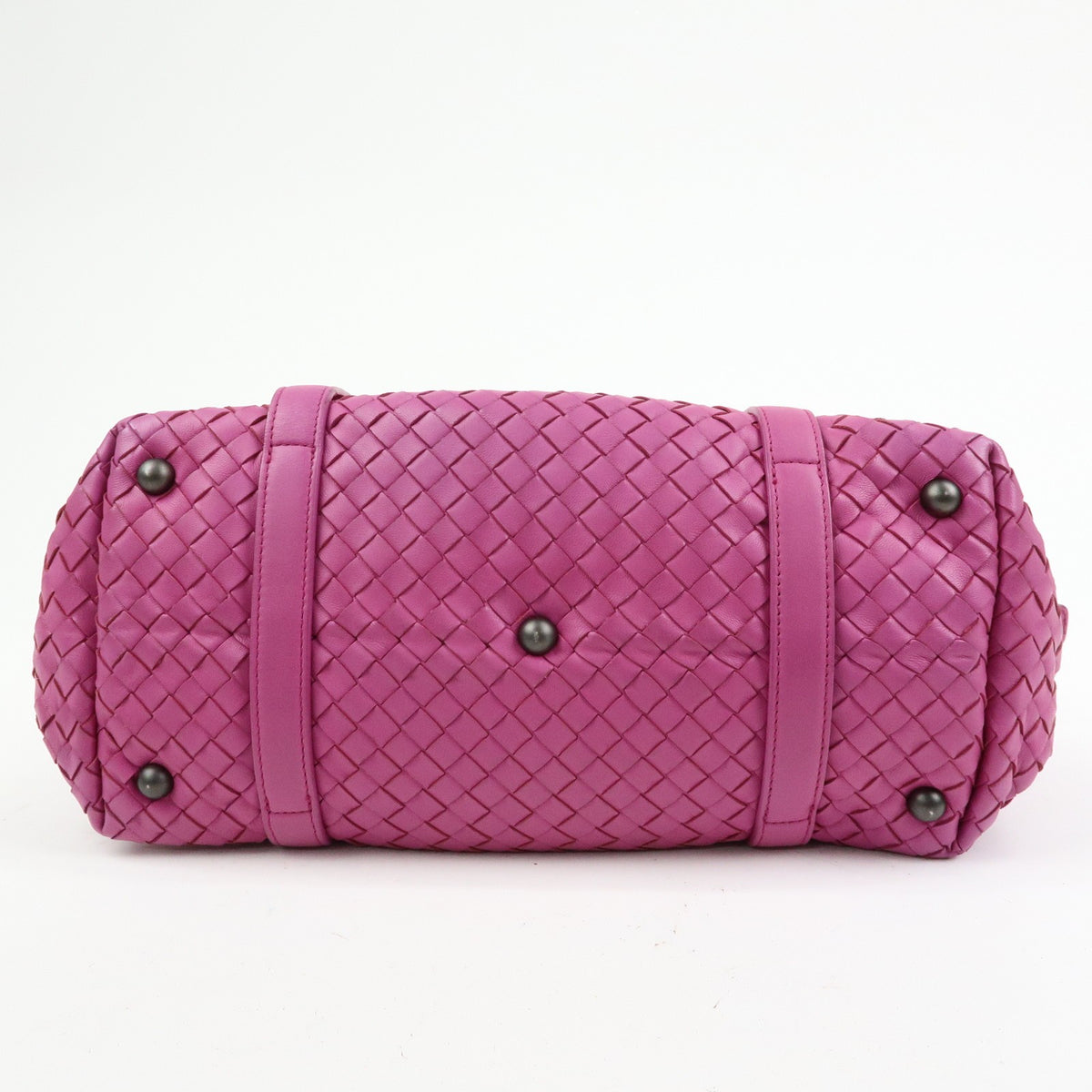 Bottega Veneta Boston Intrecciato Nappa, Pink, Leather, Handbag