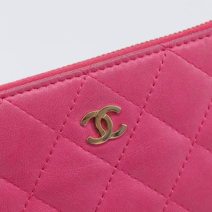 Chanel CC Zip Coin Purse Quilted Lambskin, Pink, Leather, Wallet