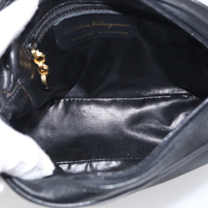 Salvatore Ferragamo Gancini Leather, Black, Leather, Crossbody Bag