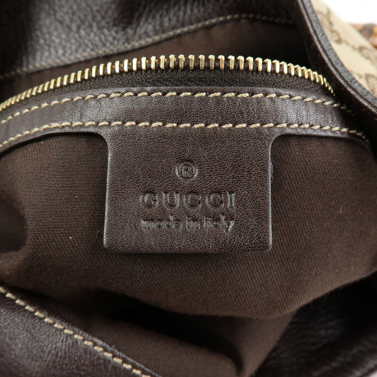 Gucci Bamboo Peggy Hobo GG Canvas, Beige, Canvas, Shoulder Bag
