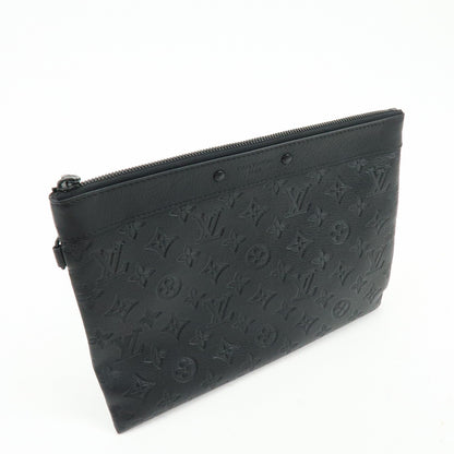 Louis Vuitton Pochette To-Go Monogram Shadow Leather, Black, Leather, Clutch
