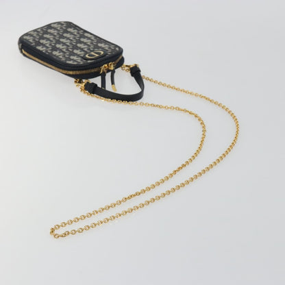 Christian Dior 30 Montaigne Phone Holder on Chain Oblique Canvas, Navy, Canvas, Clutch