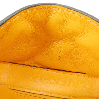 Fendi Chain Baguette Charm Zucca Embossed Leather, Orange, Leather, Handbag