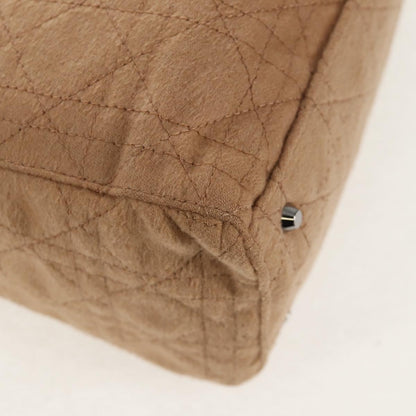 Christian Dior Cannage Handbag Canvas, BEIGE, COTTON, Handbag