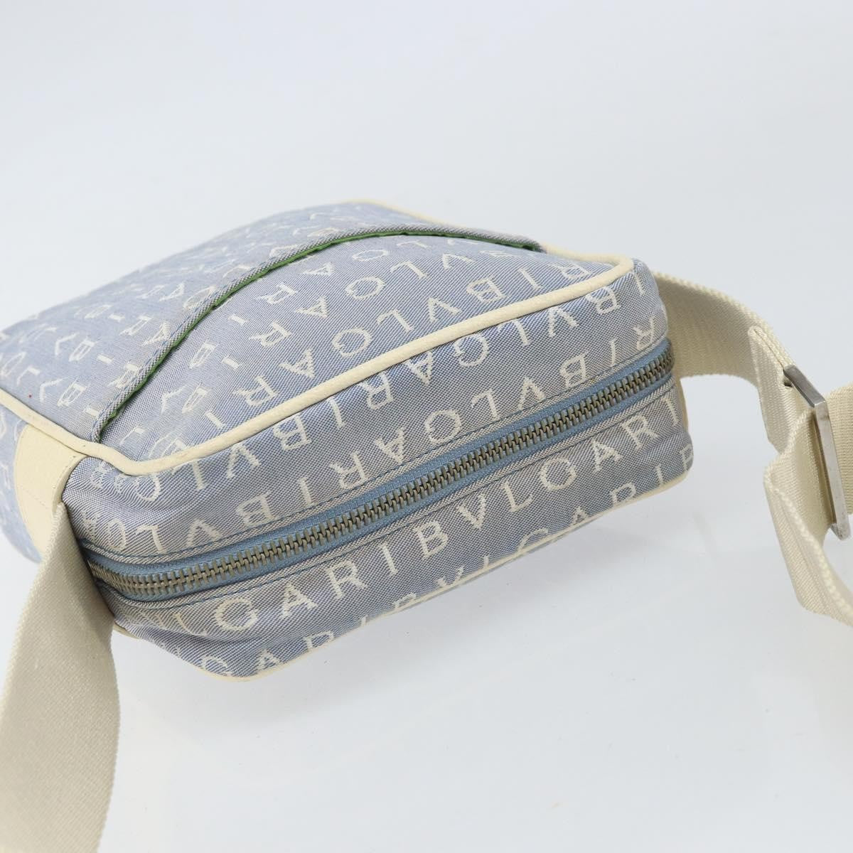 Bvlgari Logomania Canvas with Leather, Blue, Canvas, Shoulder Bag