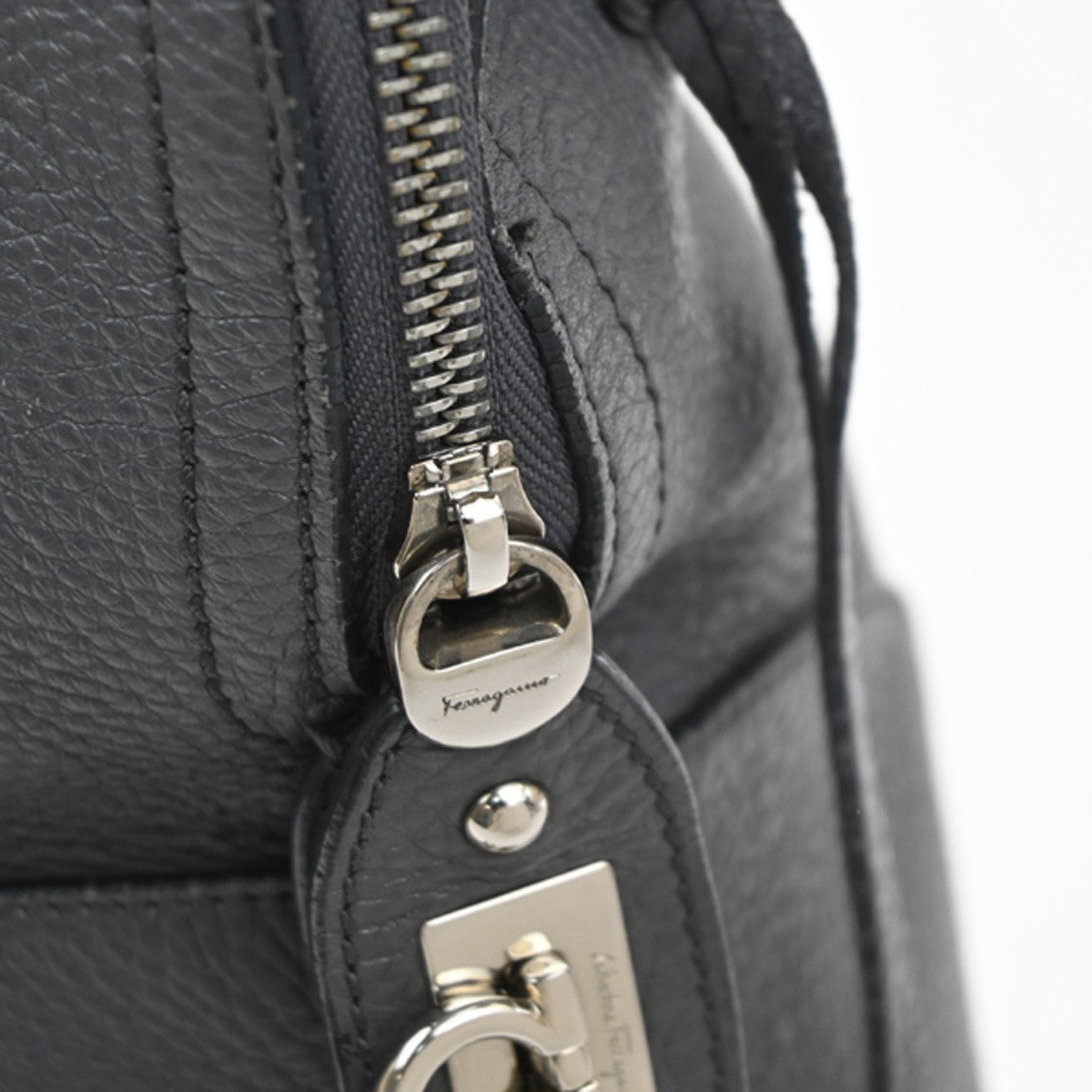 Salvatore Ferragamo Bonaria Satchel Leather, Gray, Leather, Handbag