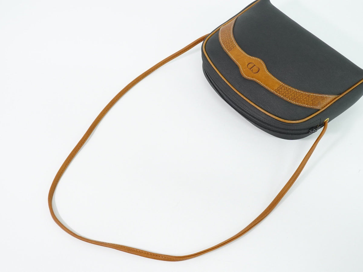 Christian Dior CD Shoulder bag Canvas and Leather, Navy, Canvas, Shoulder Bag