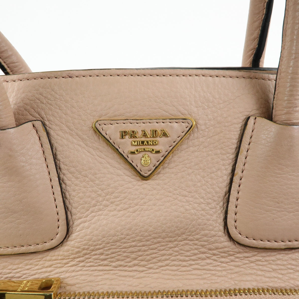 Prada Front Pocket Wing Convertible Vitello Daino, Beige, Leather, Tote Bag