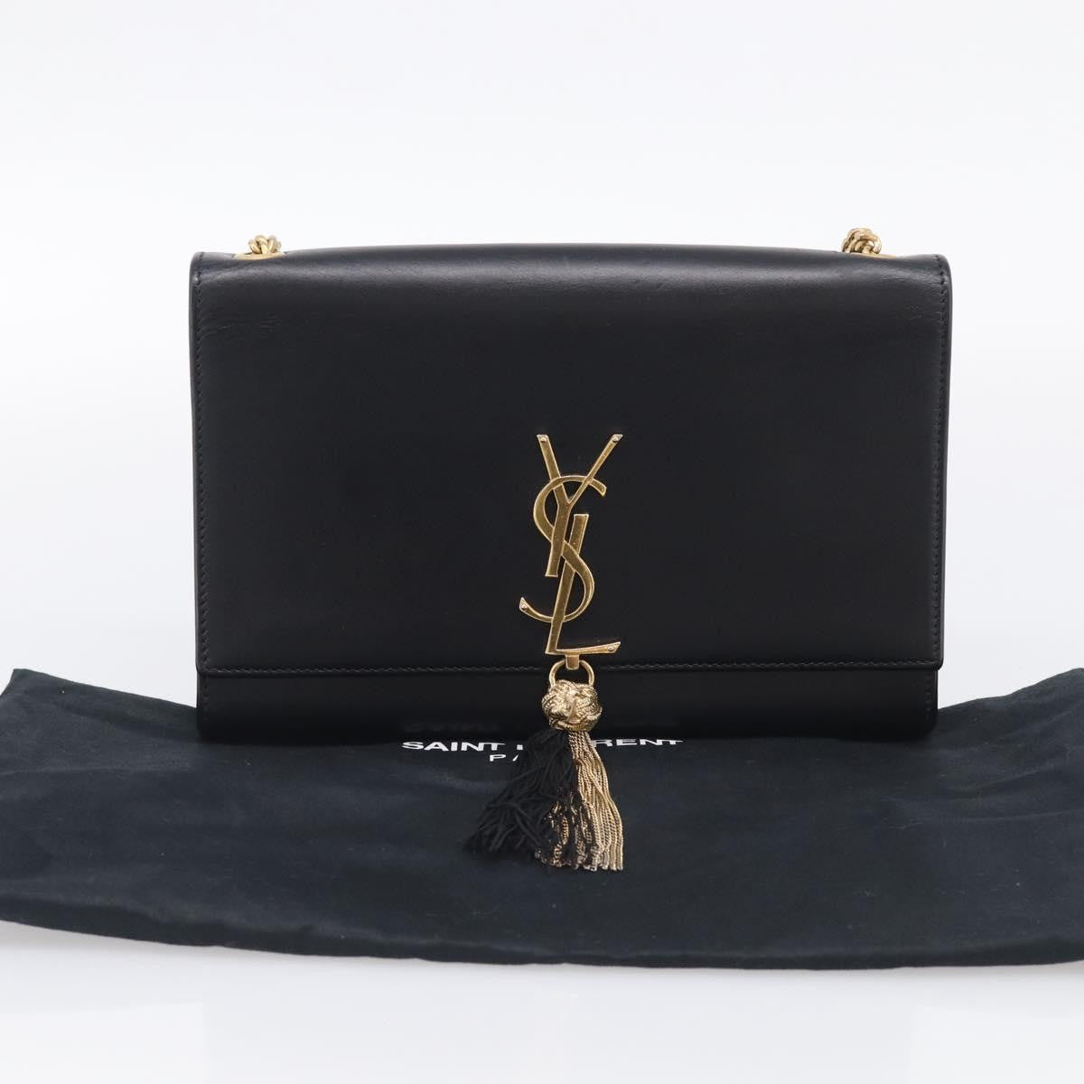 Saint Laurent Classic Monogram Tassel Leather, Black, Leather, Crossbody Bag