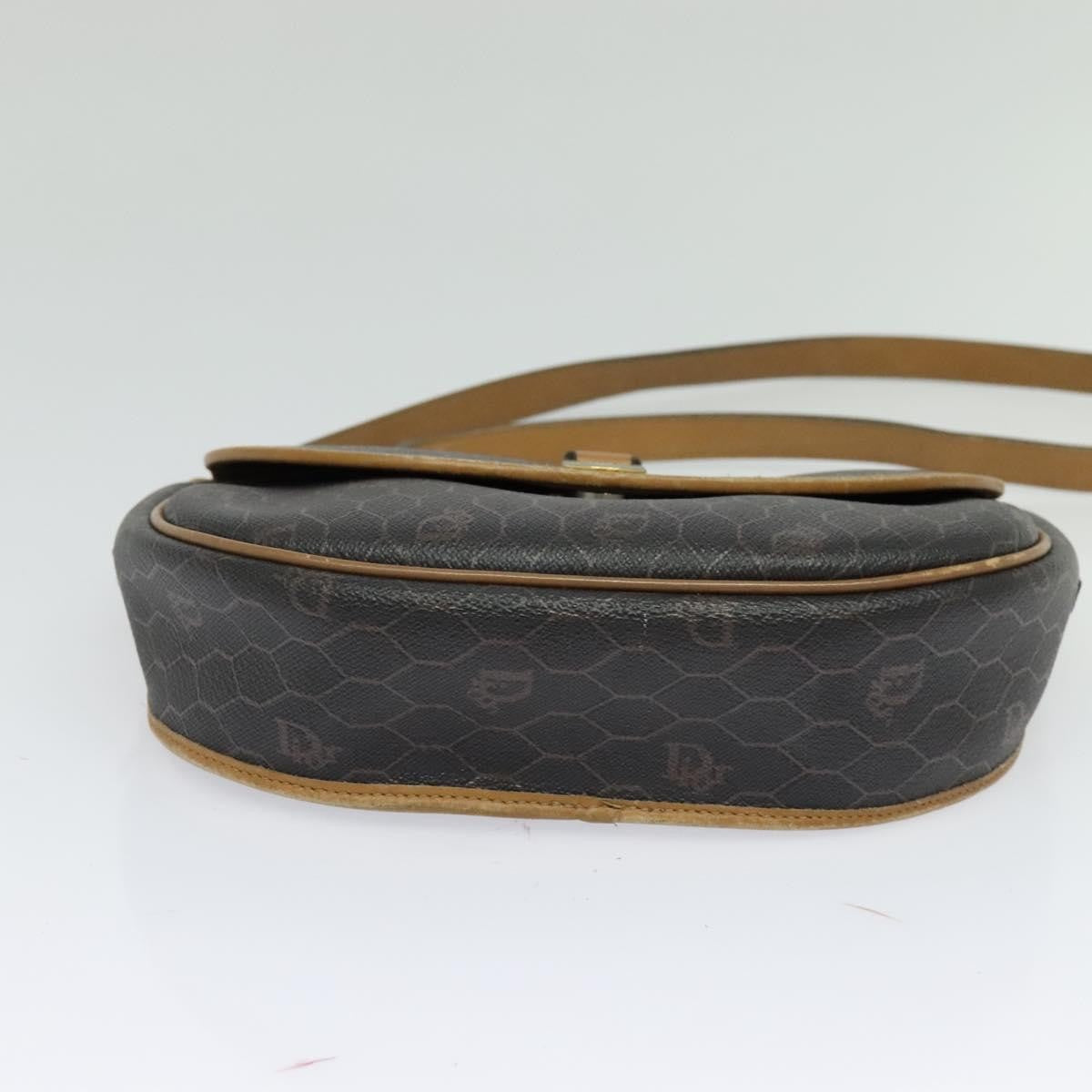 Christian Dior Vintage Honeycomb Flap Canvas and Leather, Black, Canvas, Shoulder Bag