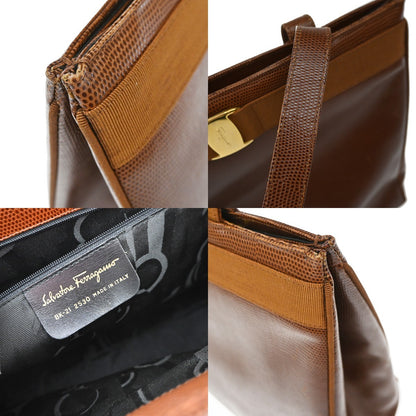 Salvatore Ferragamo Vala tote Embossed Leather, Brown, Leather, Tote Bag