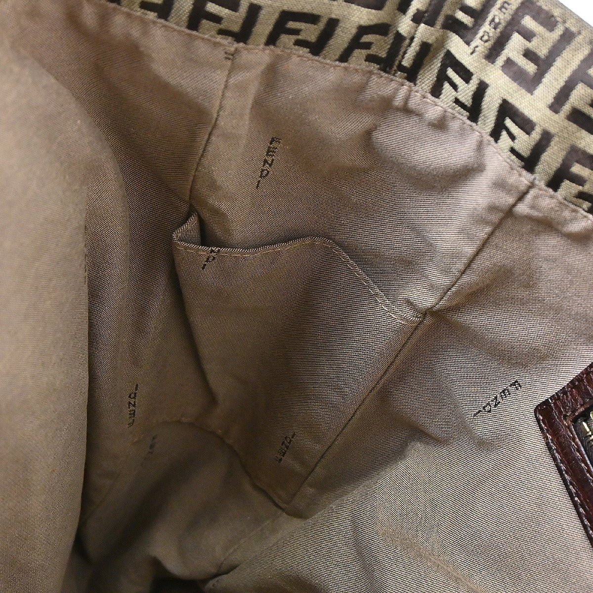 Fendi Open Tote Zucchino Canvas, Brown, Canvas, Handbag