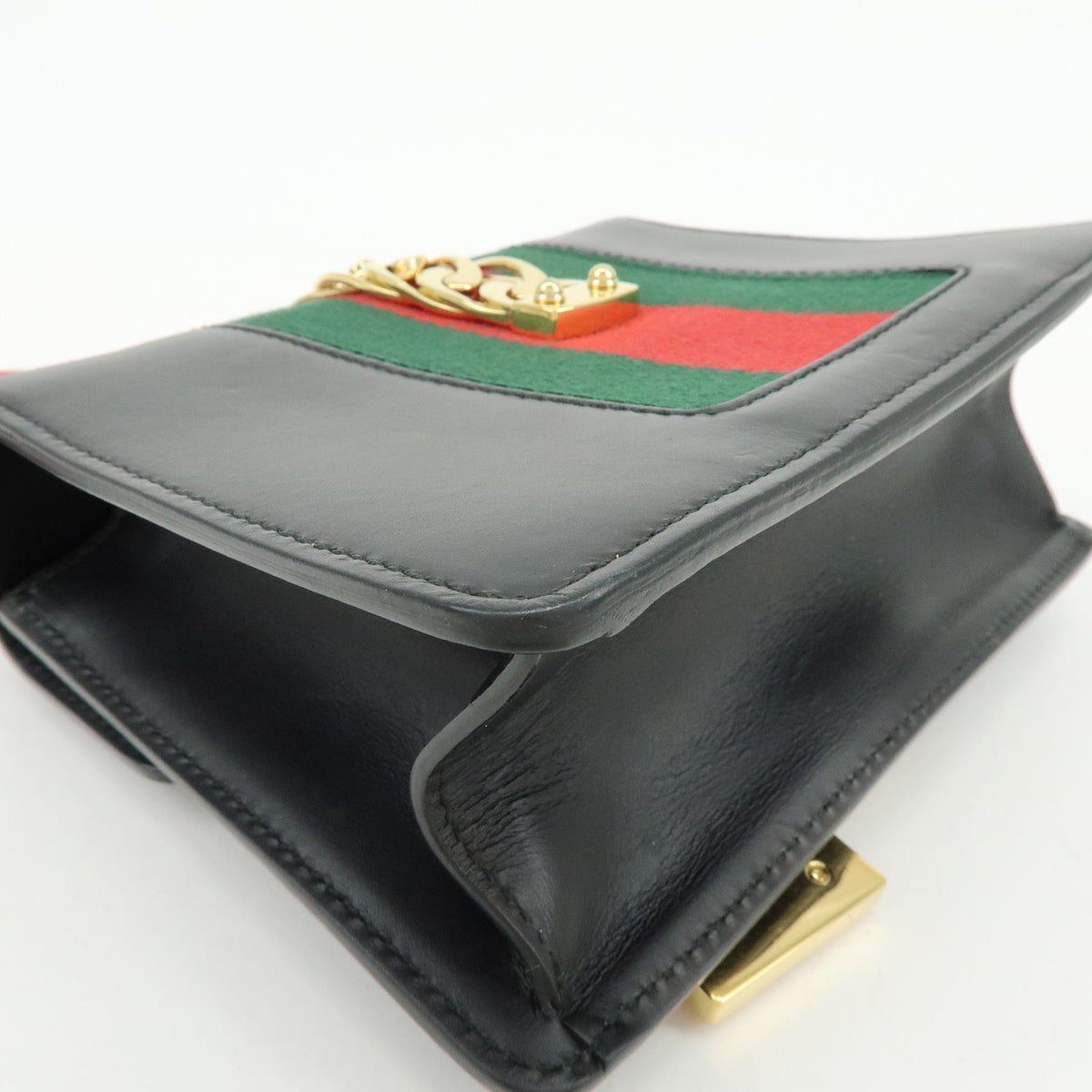Gucci Sylvie Leather, Black, Leather, Shoulder Bag