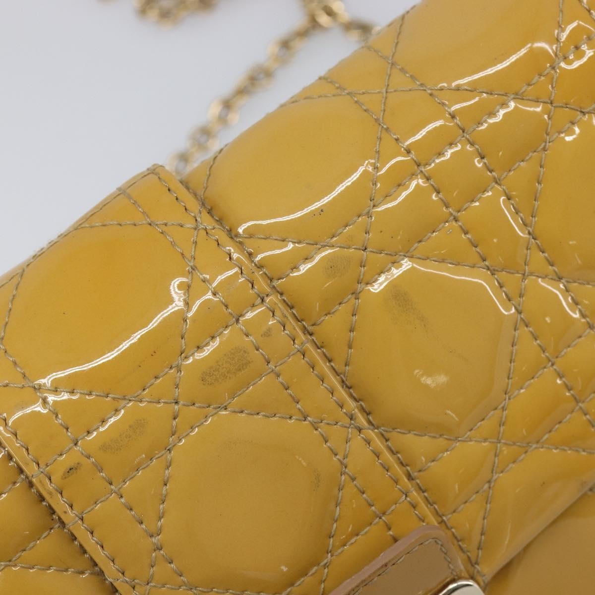 Christian Dior New Lock Cannage Quilt Patent, Yellow, Patent Leather, Clutch