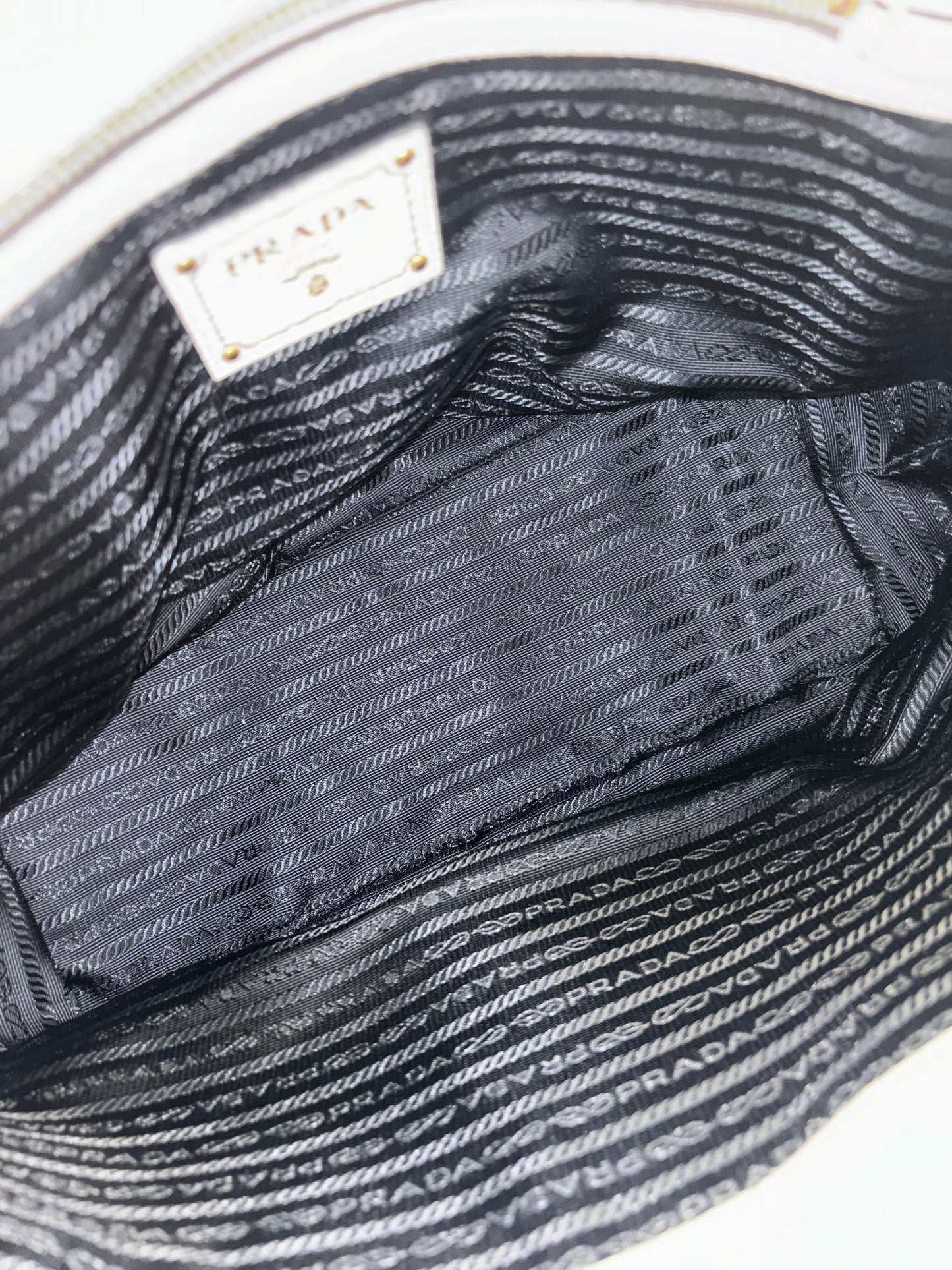 Prada Prada Vitello Phenix Leather Tote Bag Black Large phenix leather, White, Calfskin, Tote Bag