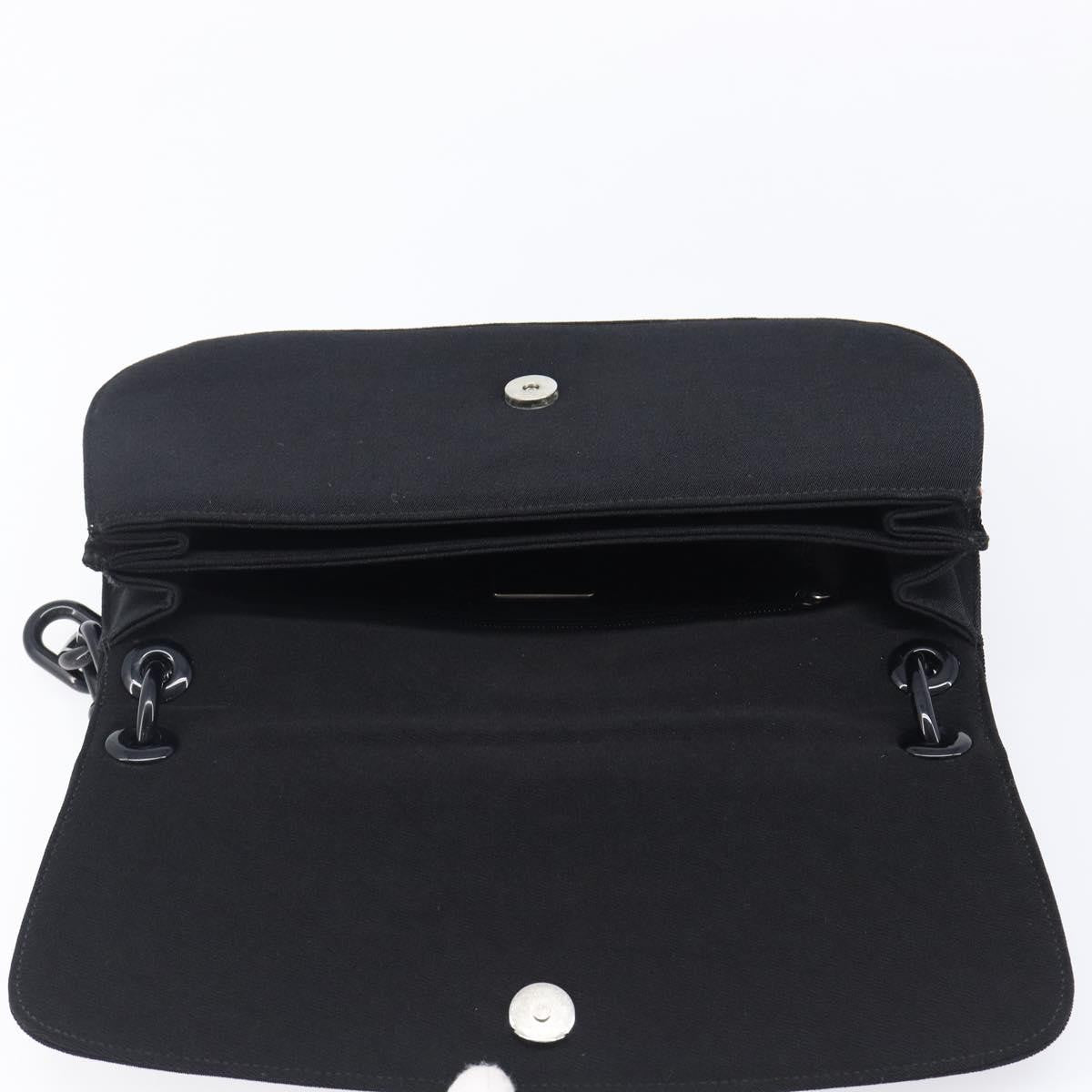 Prada Plastic Chain Flap Bag Canvas, Black, Cotton, Shoulder Bag