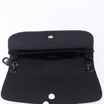 Prada Plastic Chain Flap Bag Canvas, Black, Cotton, Shoulder Bag