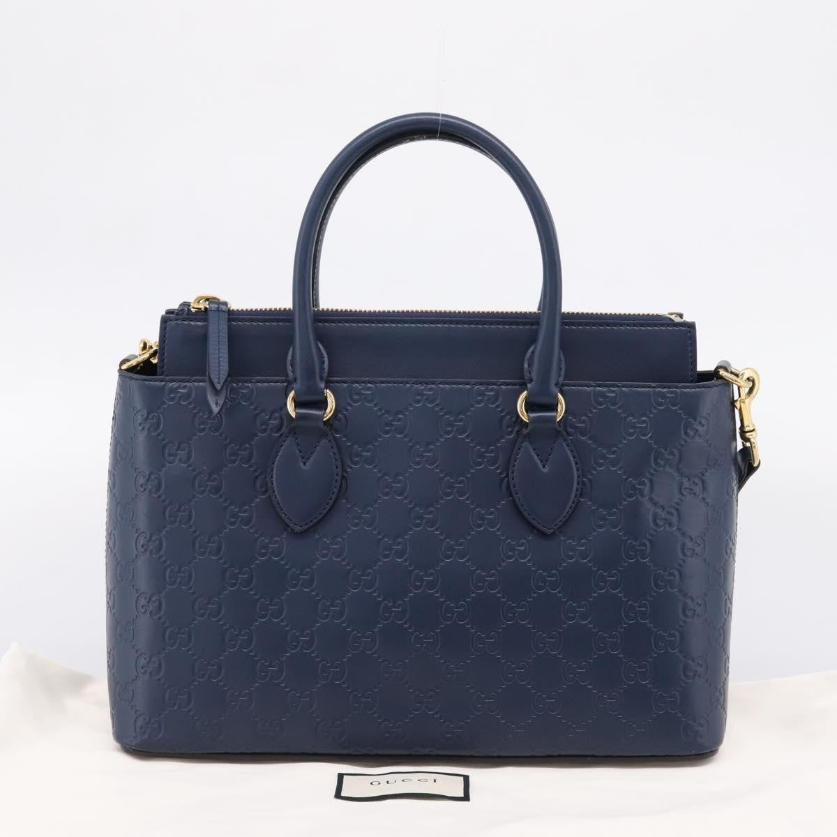 Gucci Linea A Convertible Guccissima Leather, Navy, Leather, Tote Bag