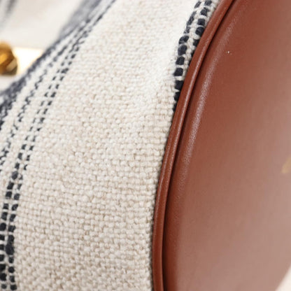 Celine Bucket 16 Raffia, Beige, Canvas, Handbag