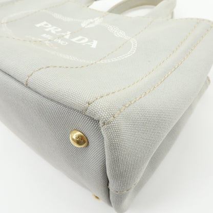 Prada Canapa Convertible Canvas, Gray, Canvas, Tote Bag