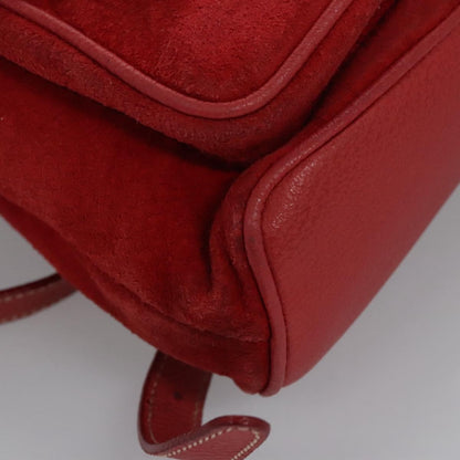 Gucci Vintage Bamboo Suede and Leather, Red, Suede, Backpack