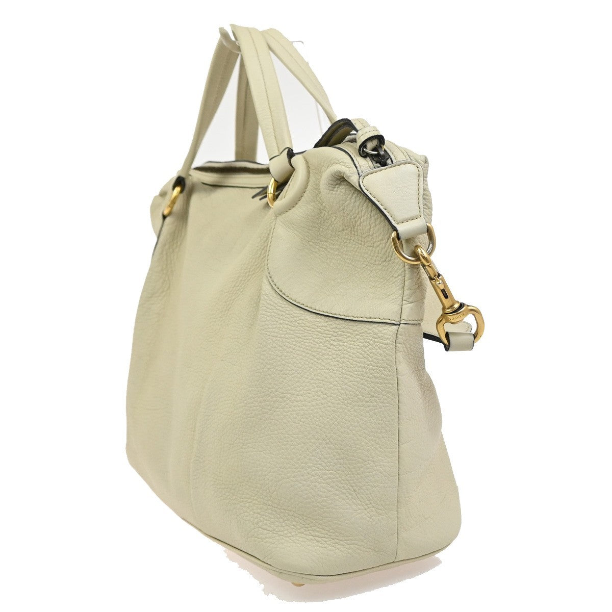 Gucci Twill Satchel Leather, White, Leather, Shoulder Bag