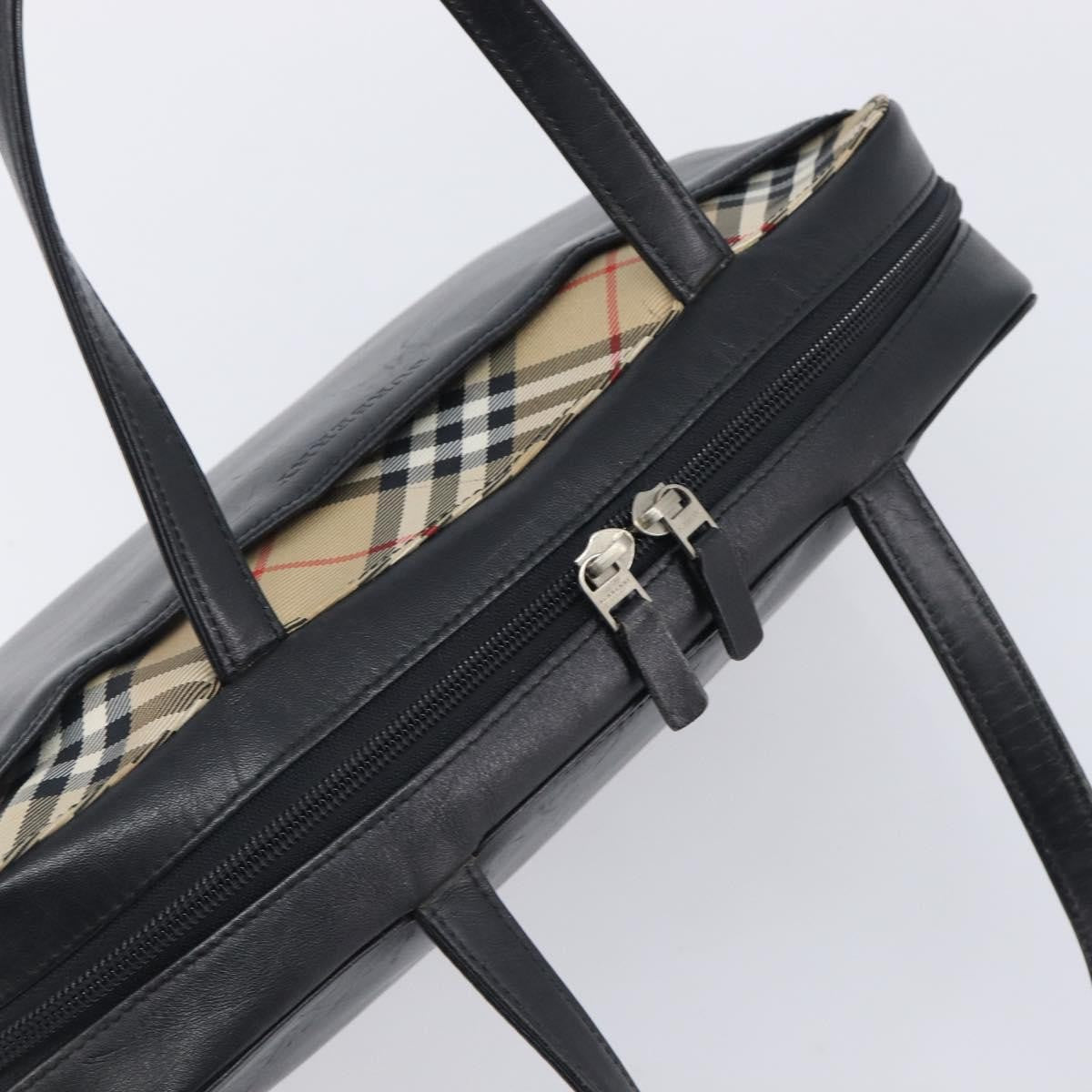 Burberry Nova Check Leather and Nylon, Black, Leather, Handbag