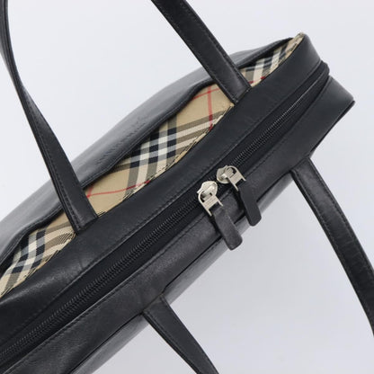 Burberry Nova Check Leather and Nylon, Black, Leather, Handbag