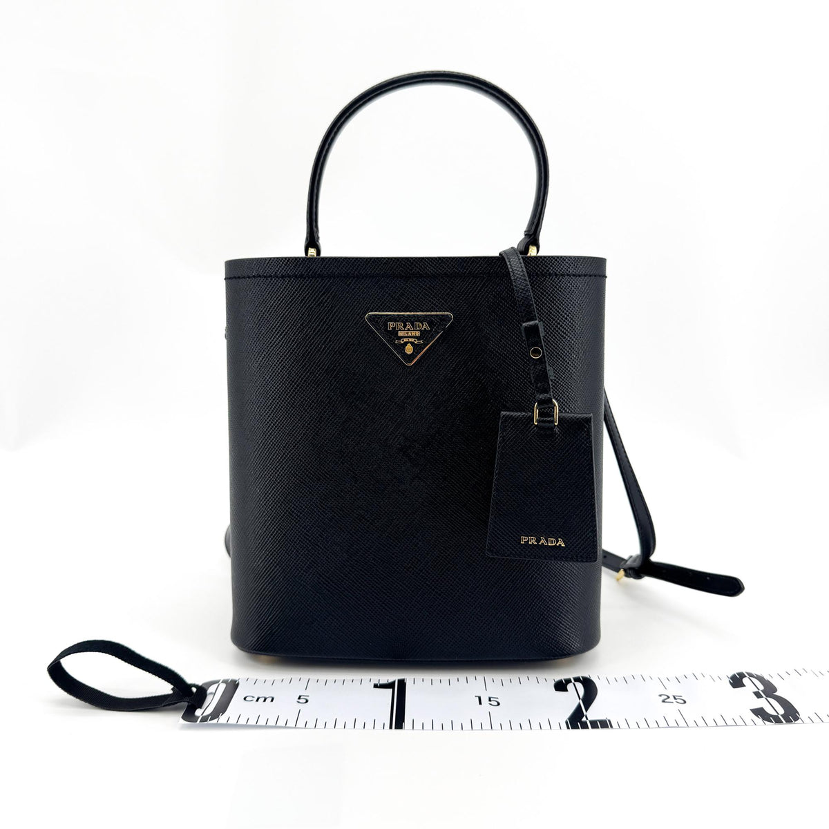 Prada Panier Bucket Saffiano Leather, Black, Leather, Handbag