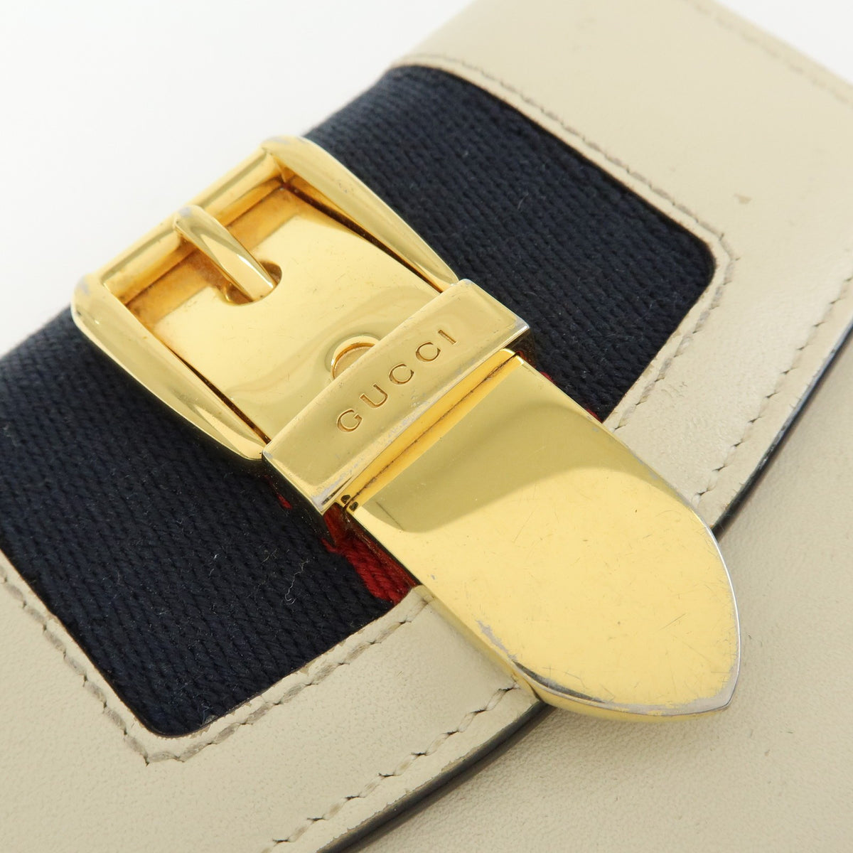 Gucci Sylvie Compact Leather, Beige, Leather, Wallet