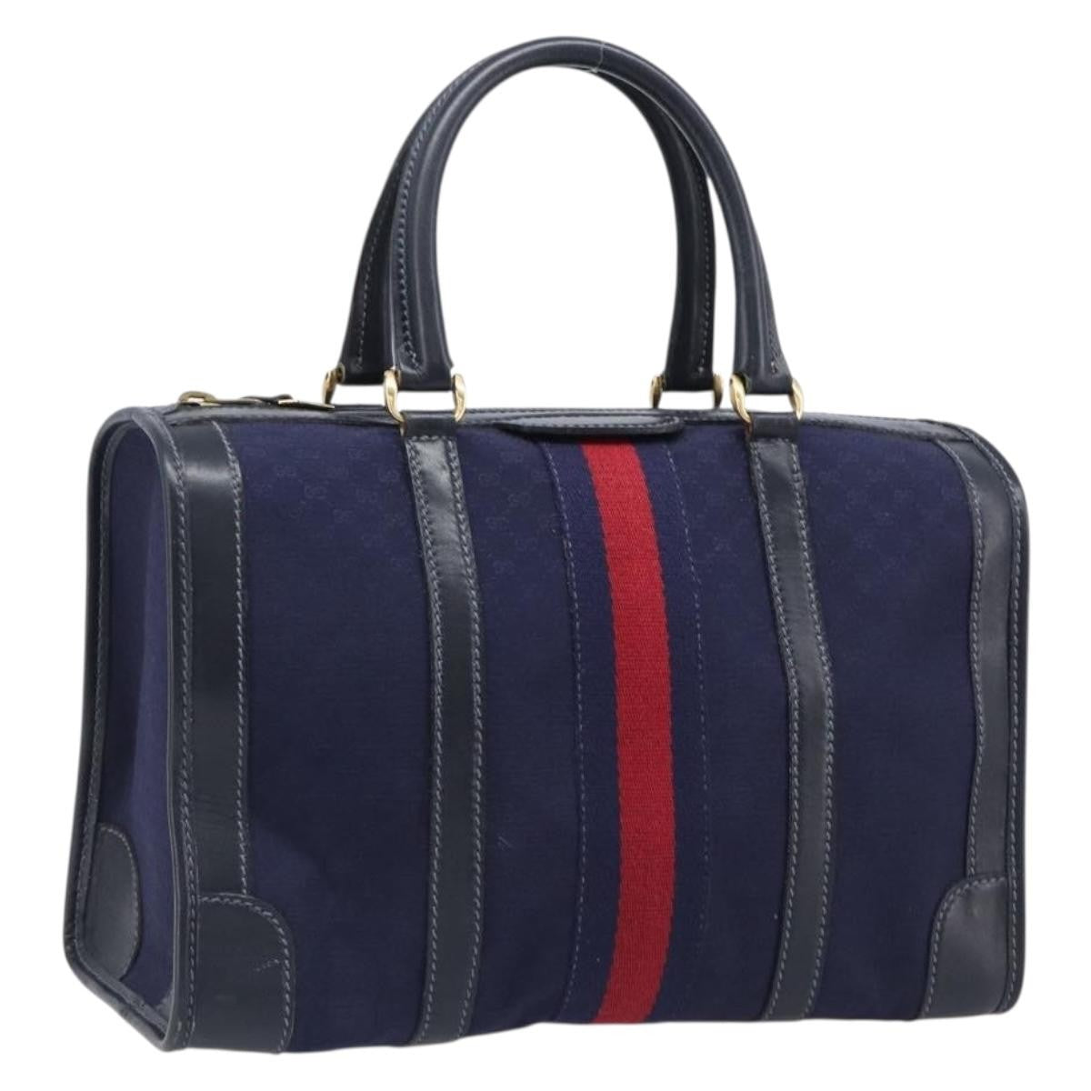 Gucci Vintage Web Boston GG Canvas, Navy, Canvas, Handbag