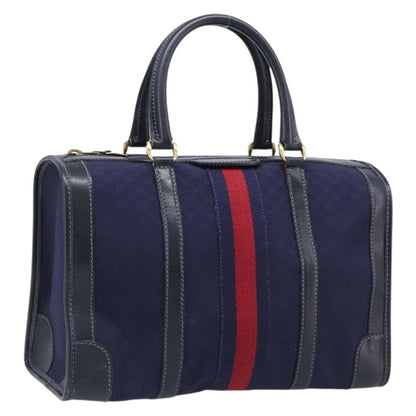 Gucci Vintage Web Boston GG Canvas, Navy, Canvas, Handbag