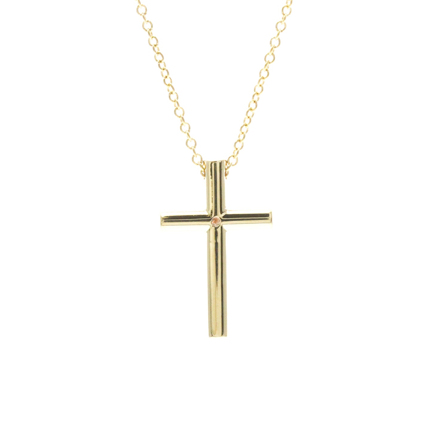 Tiffany & Co. Cross Pendant 18K Yellow Gold with Diamond, Gold, Yellow Gold, Necklace