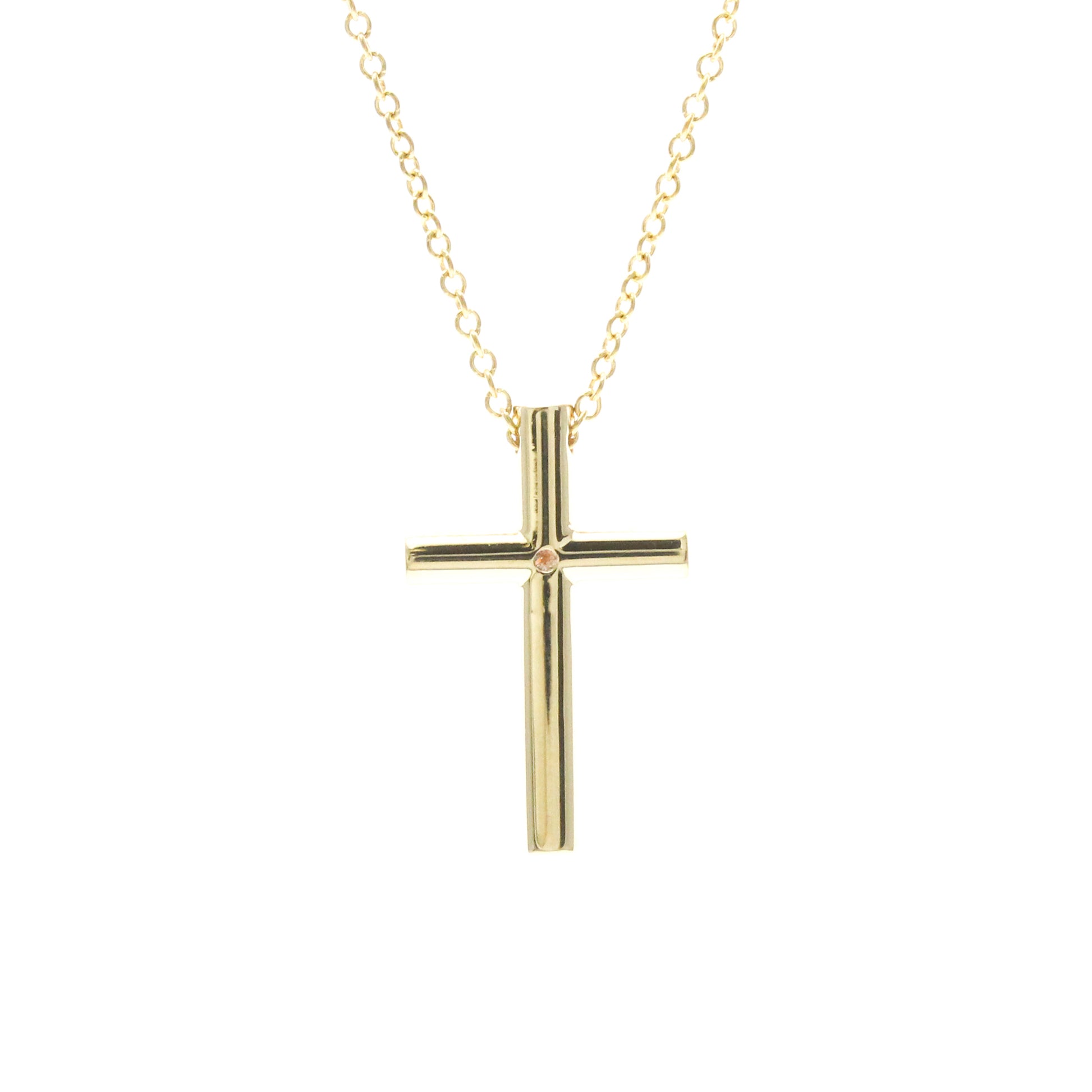 Tiffany & Co. Cross Pendant 18K Yellow Gold with Diamond, Gold, Yellow Gold, Necklace
