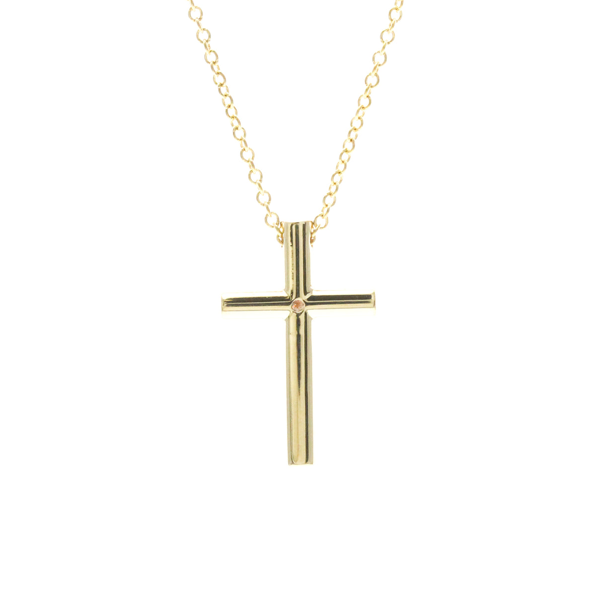 Tiffany & Co. Cross Pendant 18K Yellow Gold with Diamond, Gold, Yellow Gold, Necklace