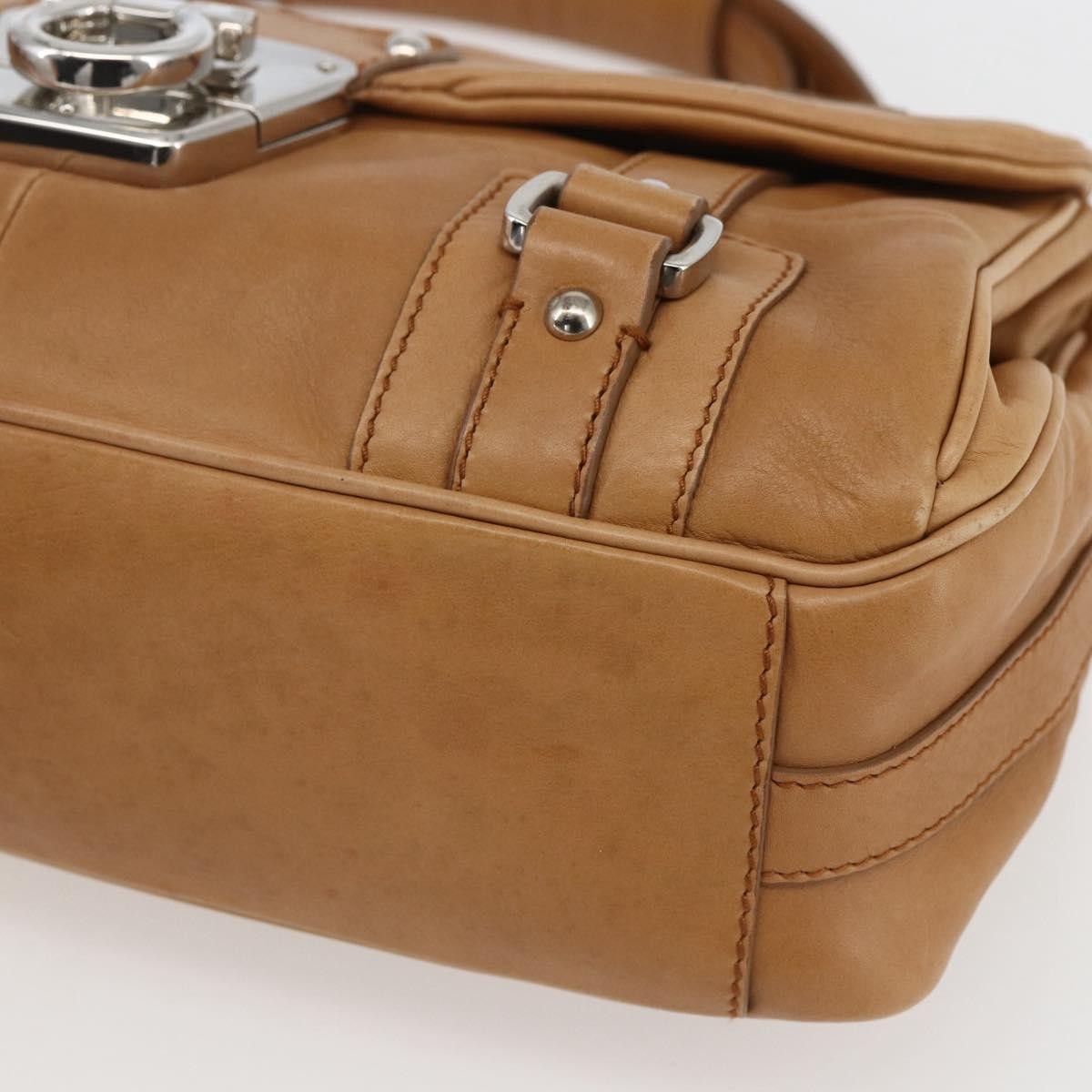 Salvatore Ferragamo Gancini Leather, Brown, Leather, Shoulder Bag