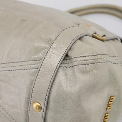 Miu Miu Bow Satchel Cervo Leather, Gray, Leather, Handbag