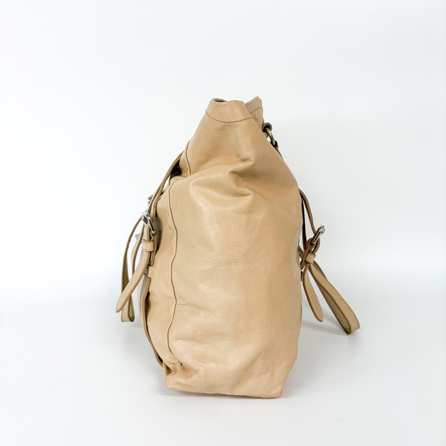 Prada Tote Vitello Daino Vitello Daino, Beige, Calfskin, Tote Bag